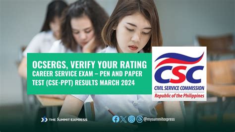 Online Verification of Rating OCSERGS: March 2024 Civil Service Exam.